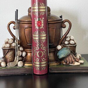 Golf bookends Resin bookends Set of 2 golf themed bookends Vintage pair of booke